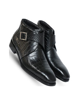 Vantier - Davidoff Croco Black Buckle Boots