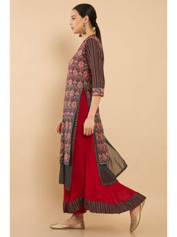 Soch - Black Muslin Digital Print Flared Fit Kurta