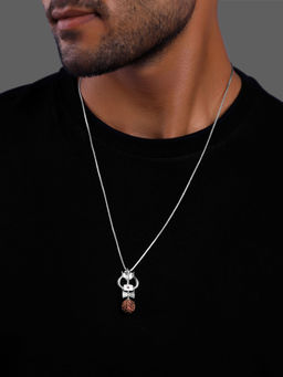 GIVA - 925 Silver Trishul Rudraksha Pendant with Box Chain