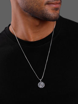 GIVA - 925 Silver Oxidised Silver Sunshine Pendant with Box Chain