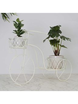 HomeTown - Pep Pop Metal Bicycle Planter Stand 45Cm in Off White Colour