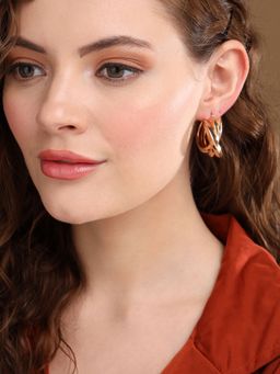 PRITA - Golden Twisted Ring Gold-Plated Half-Hoop Earrings