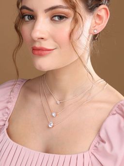 PRITA - Triple Layer Solitaire Rose Gold-Plated Jewellery Set