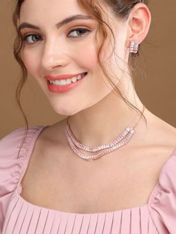 PRITA - Dual Layer Baguette Ad Rose Gold-Plated Jewellery Set
