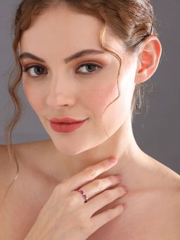 Priyaasi - Sheer By Pink Stone Band Adjustable 925 Sterling Silver Ring