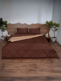 BELIHODE - All Season 300 TC Brown Pure Cotton Reversible Comforter (King)