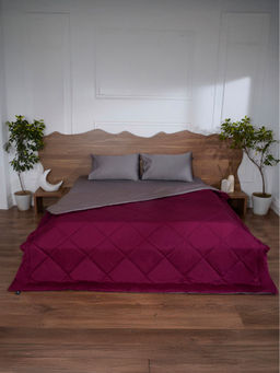 BELIHODE - All Season 300 TC Maroon Pure Cotton Reversible Comforter (King)