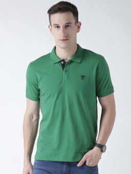 Club York - Men Green Solid Polo Collar T-Shirt