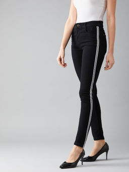 DOLCE CRUDO - Black Slim Fit Mid Rise Denim Jeans