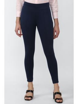 Van Heusen - Women Navy Solid Casual Regular Fit Trousers