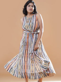 Neeti and Mudita - Jungle Stripe Tie Up Audrey Dress
