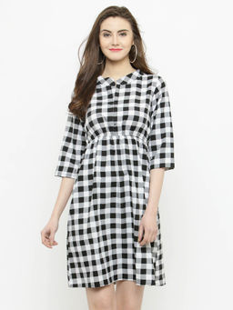 Sera - Multi-Color Geometric Print Knee Length Dress