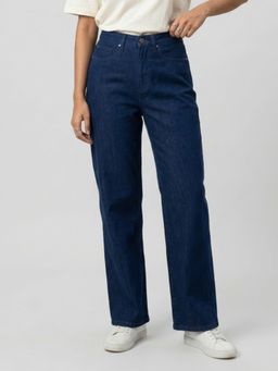 Spykar - Dark Blue Straight Fit High Rise Jeans