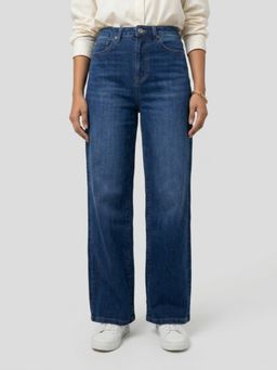 Spykar - Mid Blue Straight Fit High Rise Jeans