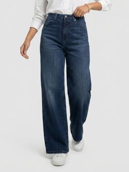 Spykar - Dark Blue Straight Fit High Rise Jeans