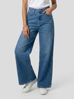 Spykar - Mid Blue Straight Fit High Rise Jeans