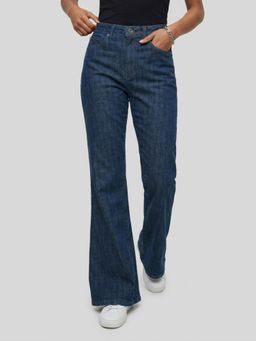 Spykar - Dark Blue Flare Leg High Rise Jeans