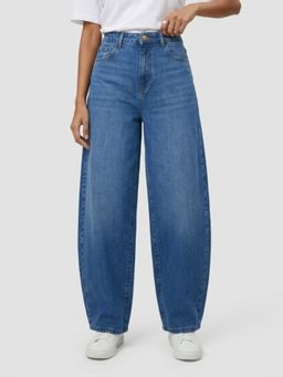 Spykar - Mid Blue Barrel Leg High Rise Jeans