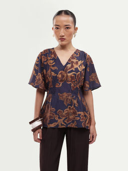 RAREISM - Women'S Daco Navy Blue Viscose Blend Top