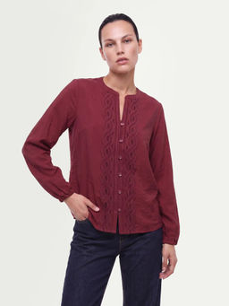 RAREISM - Women'S Fenchy Dark Maroon Viscose Blend Top