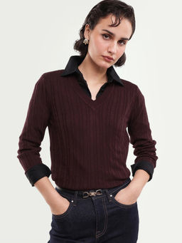 RAREISM - Women'S Lizmit Dark Maroon Viscose Sweater