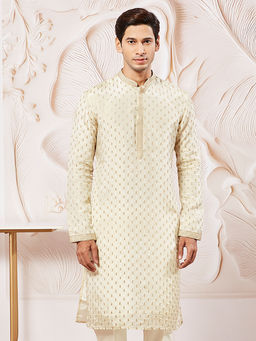 Vastramay - Men Tissue Silk Embroidered Traditional Kurta