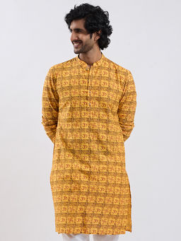 Vastramay - Men Cotton Om Printed Kurta