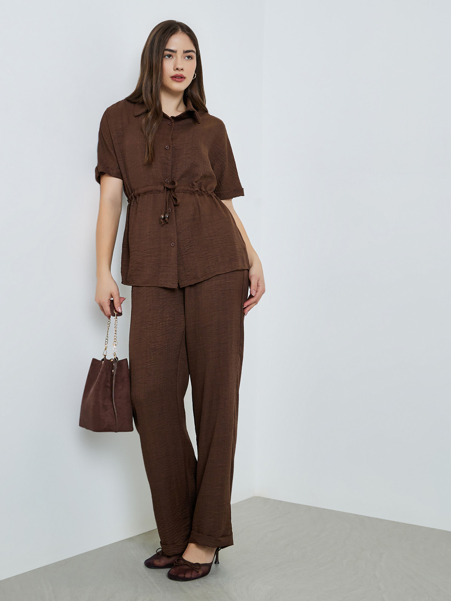 styli Women Brown Solid Co-Ord Set-picture-13