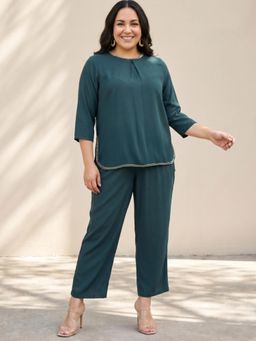 Globus - Women Teal Solid Braided Co-Ord Set