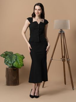 BLANC9 - Women Black Textured Co-Ord Set