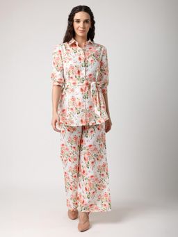 BLANC9 - Women Off White Floral Printed Co-Ord Set