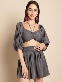 BLANC9 - Women Grey Solid Co-Ord Set