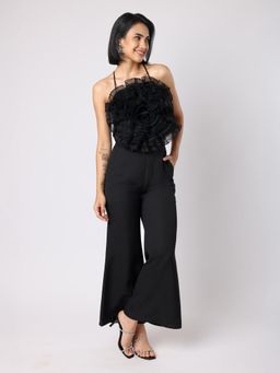 BLANC9 - Women Black Statement Rose Co-Ord Set