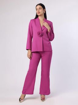 BLANC9 - Women Magenta Solid Co-Ord Set