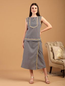 BLANC9 - Women Black Stripes Printed Co-Ord Set