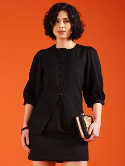 BLANC9 - Women Black Solid Co-Ord Set