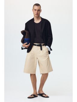 H&M - Men Beige Loose Fit Bermuda Shorts