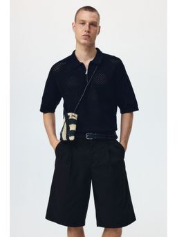 H&M - Men Black Loose Fit Bermuda Shorts