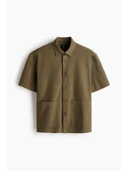 H&M - Men Green Relaxed Fit Linen-Blend Shirt
