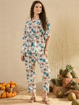 SAY - Women Multi color Floral Printed Night Suit (Set of 2)