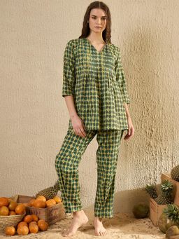 SAY - Women Yellow Printed Night Suit (Set of 2)