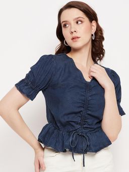 Madame - Women Solid Blue Top