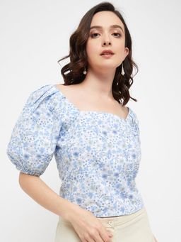 Madame - Women Floral Printed Sky Top