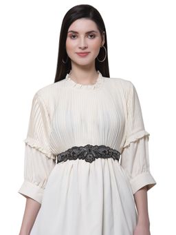 Anekaant - Black and Silver Velvet Embellished Wide Belt