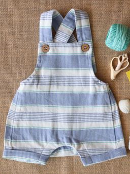 Yellow Rabbit - Blue Striped Overalls Romper