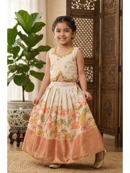 Lagorii - Ivory Choli Embroidered Blouse and Lehenga
