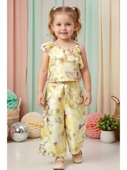 Lagorii - Yellow Floral Printed One-Shoulder Co-Ord Set
