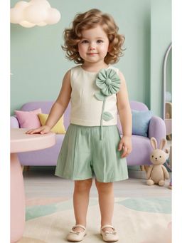 Lagorii - Cream and Mint Green Floral Co-Ord Set