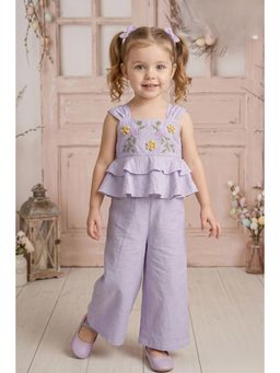 Lagorii - Lavender Embroidered Peplum Co-Ord Set