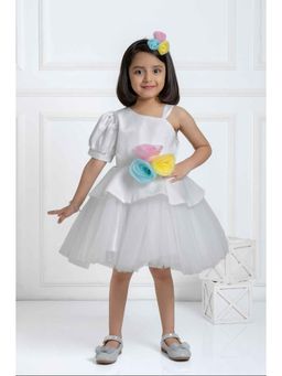 Lagorii - White Floral Embellished Party Wear Dress